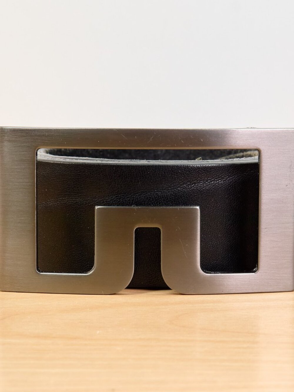 J.Lindeberg Slater Black Leather Belt Size 34 Made in Italy Golf